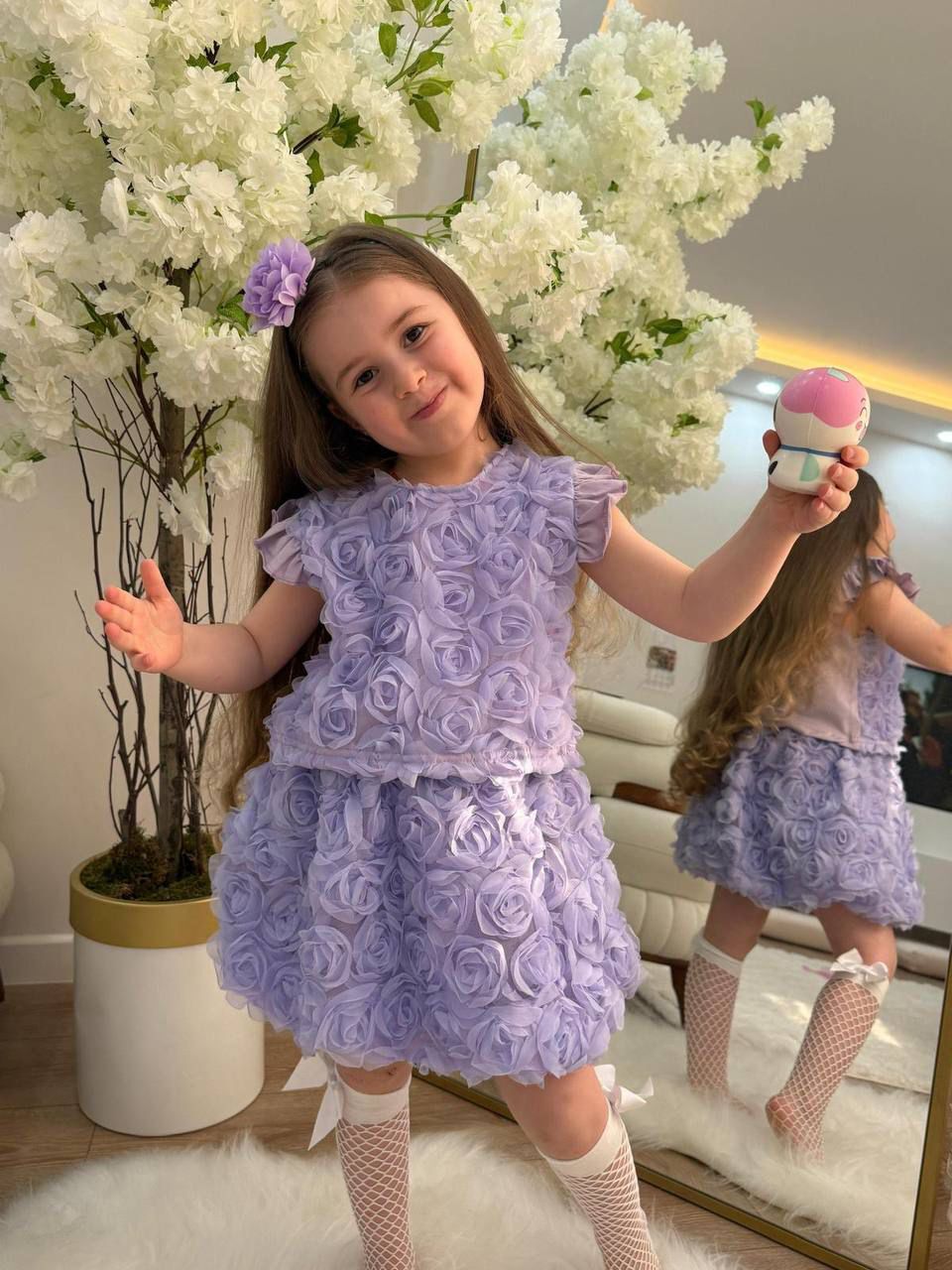 GÜL DETAYLI KIZ TAKIM