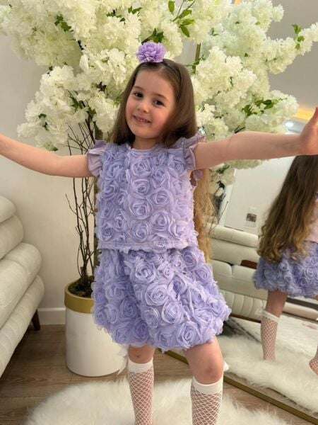 GÜL DETAYLI KIZ TAKIM
